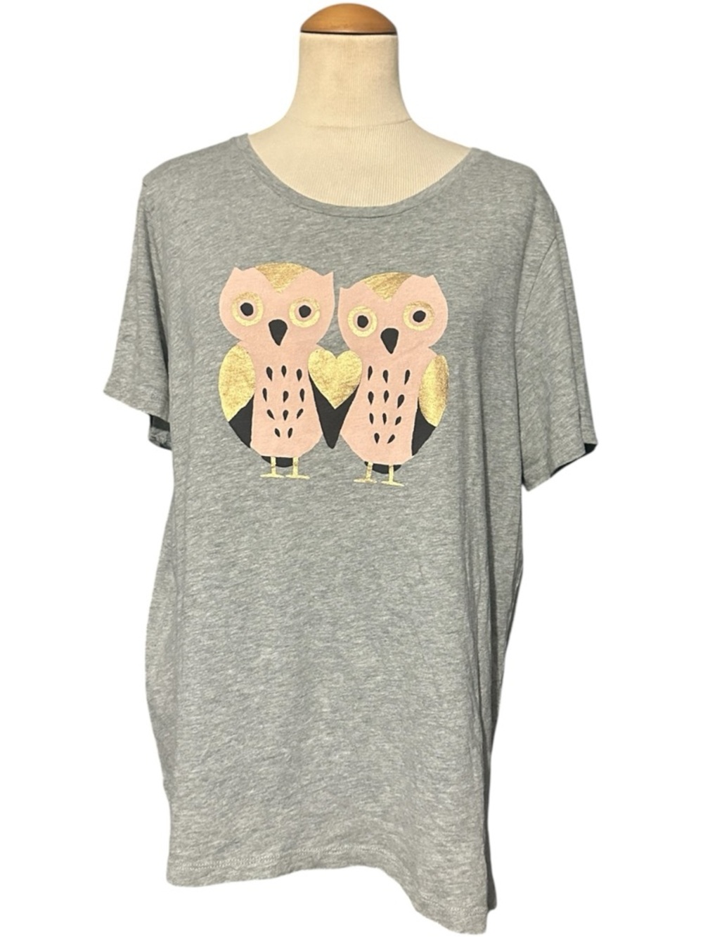 J.Crew Factory Collector Tee Two Owls Graphic Shirt Gray Size XXL